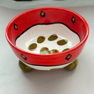 RARE FIND Bella Casa by Ganz Ceramic Footed Olive Bowl